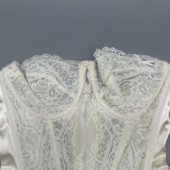 Vtg 90s Oscar De La Renta White Lace Corset Bustier Bra Coquette 36B Union Made - Picture 4 of 11